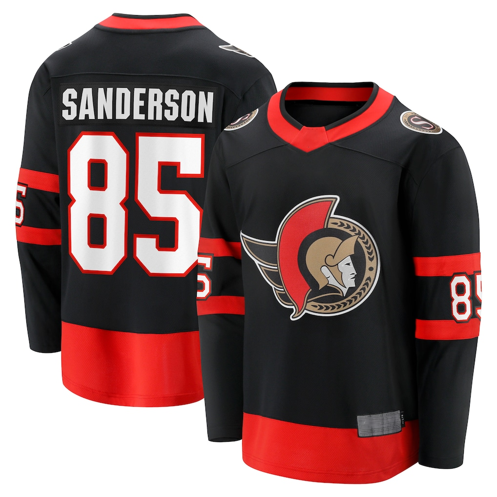 Pkot O.Senators #85 Jake Sanderson Black Home Breakaway Jerseys