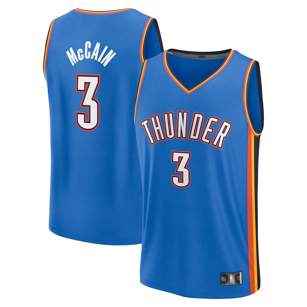 Pkot OC.Thunder #3 Jared McCain Blue Fast Break Stitched Jerseys - Icon Edition