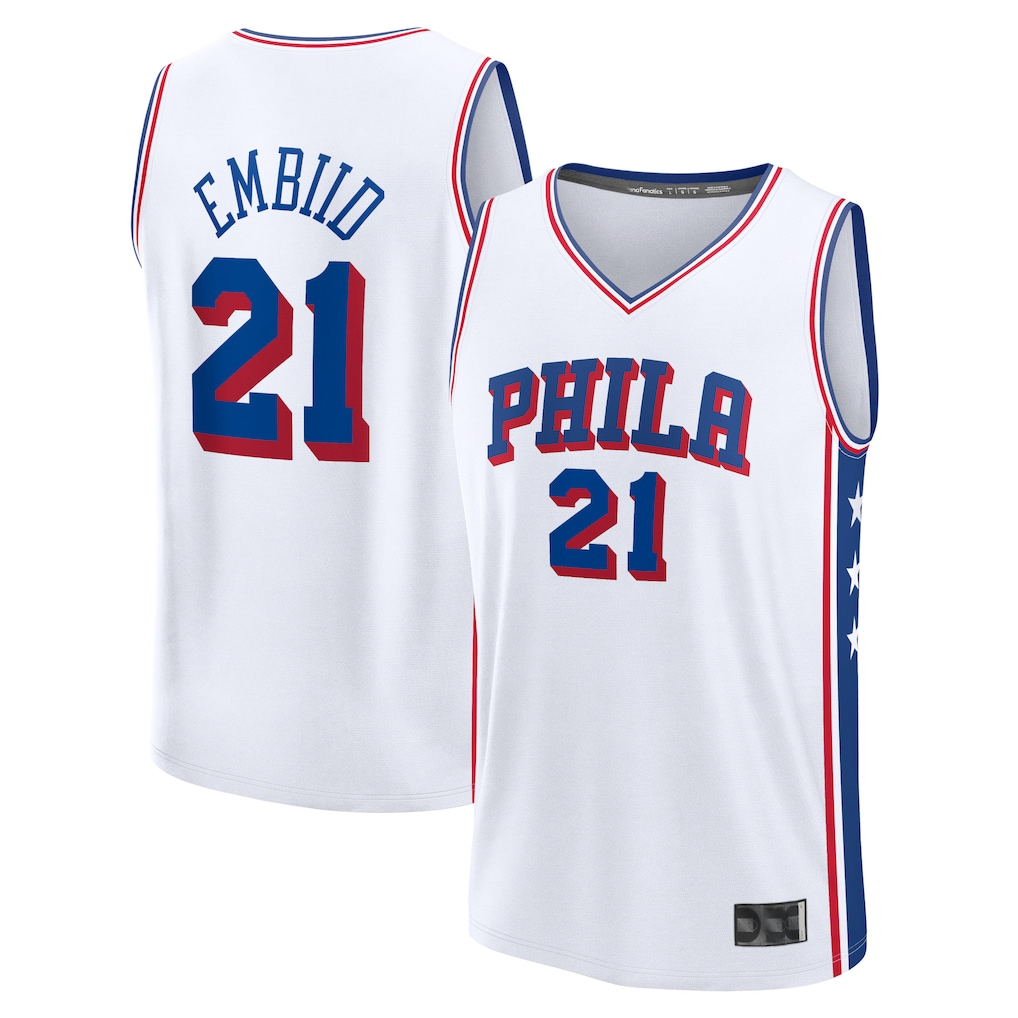 Pkot P.76ers #21 Joel Embiid  White Fast Break Replica Jerseys - Association Edition
