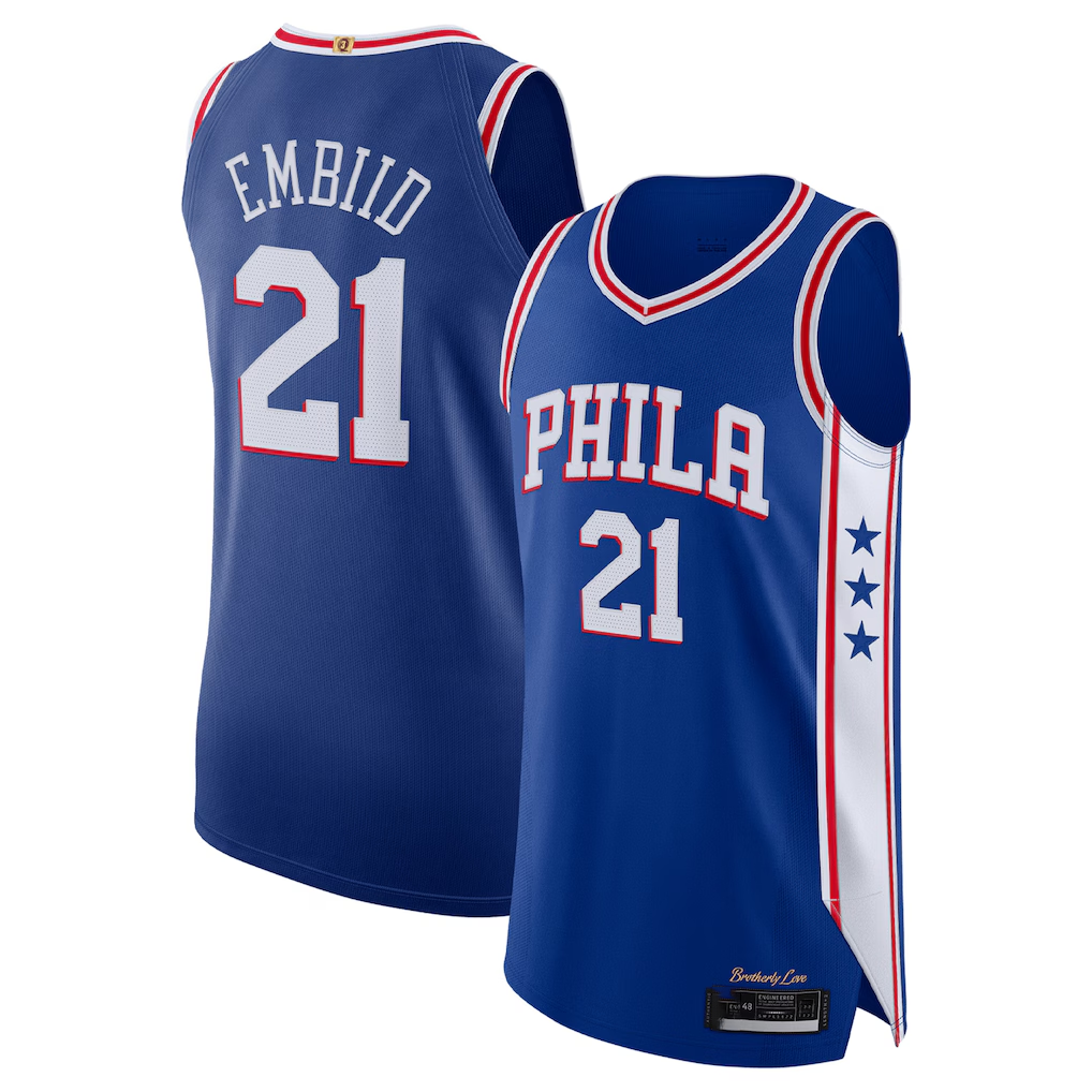 Pkot P.76ers #21 Joel Embiid Royal Authentic Jerseys - Icon Edition