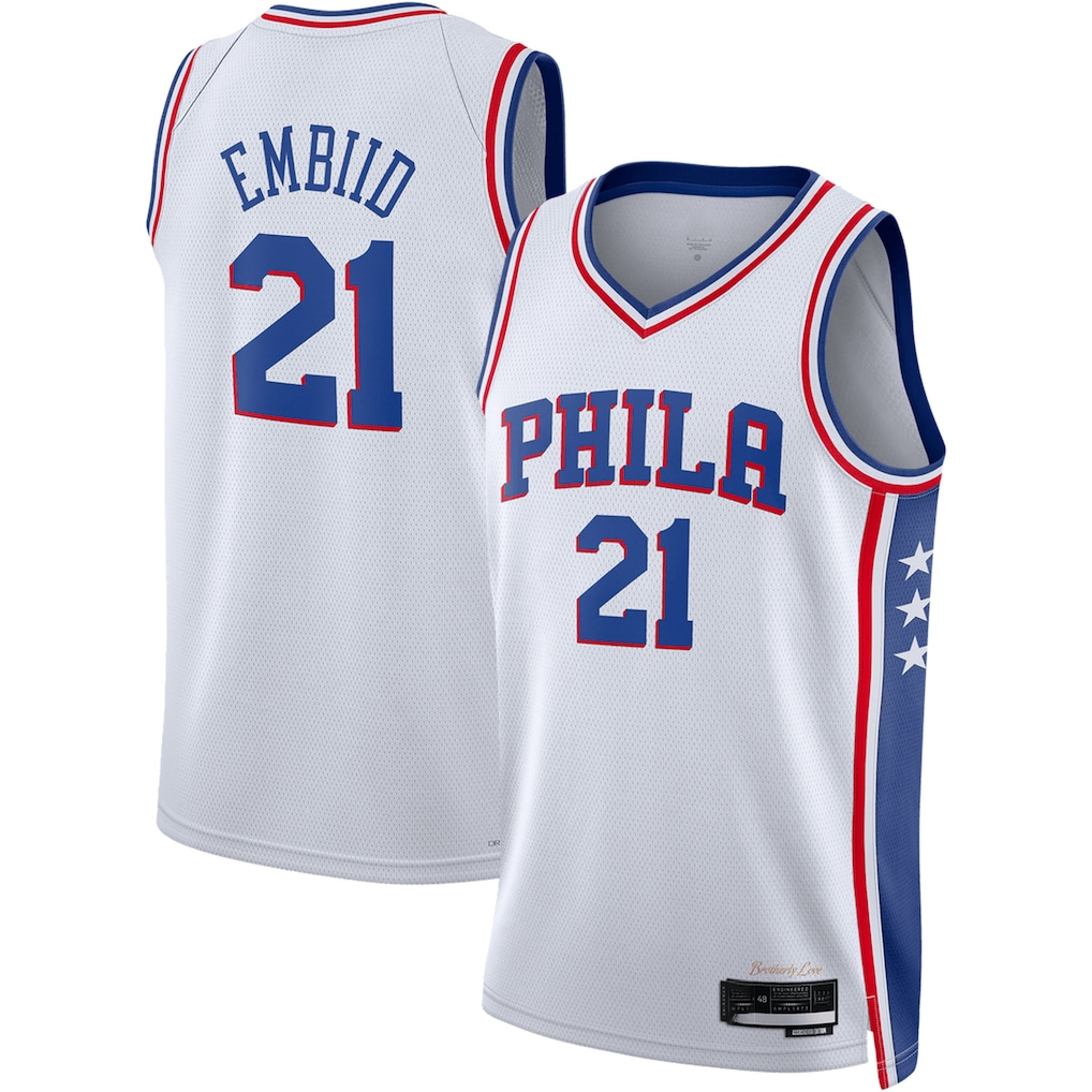 Pkot P.76ers #21 Joel Embiid White Swingman Jerseys - Association Edition