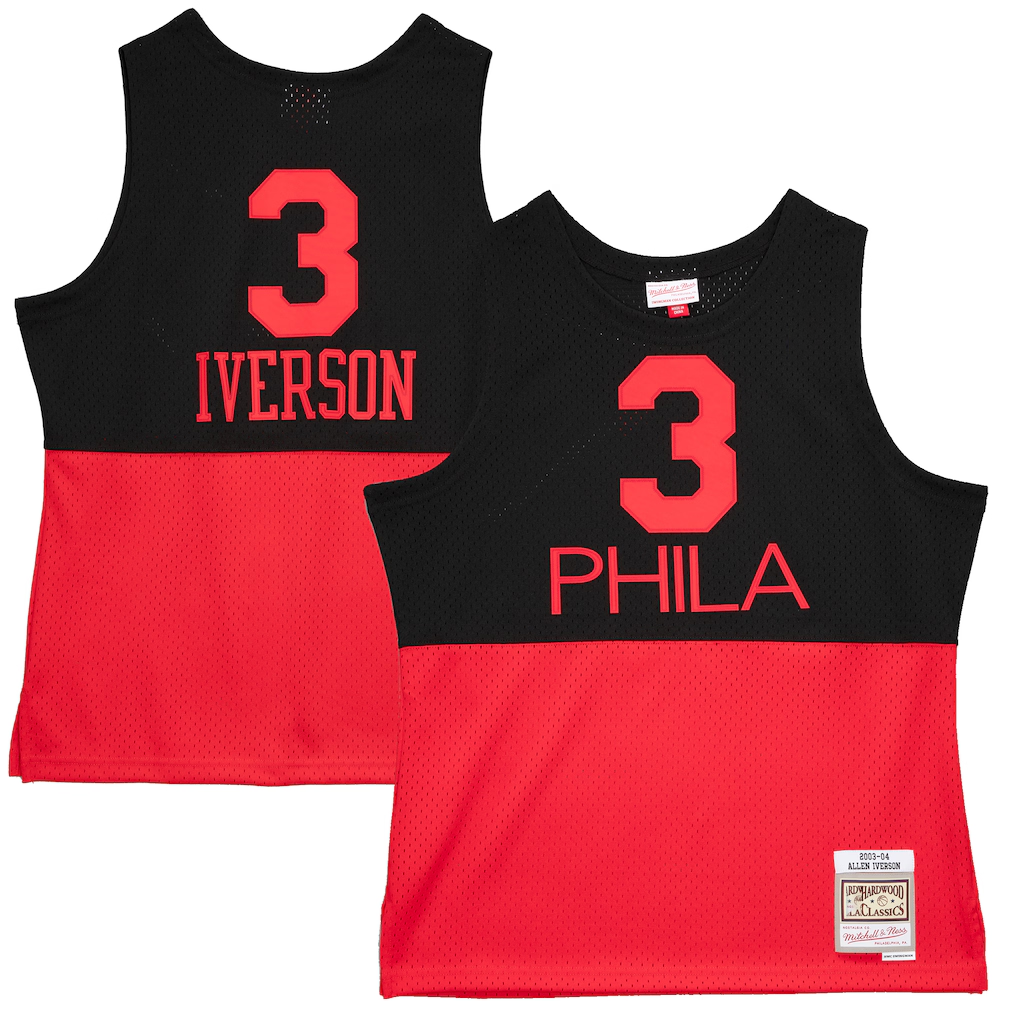Pkot P.76ers #3 Allen Iverson Mitchell & Ness Black 200304 Hardwood Classics Reload 2.0 Swingman Jerseys