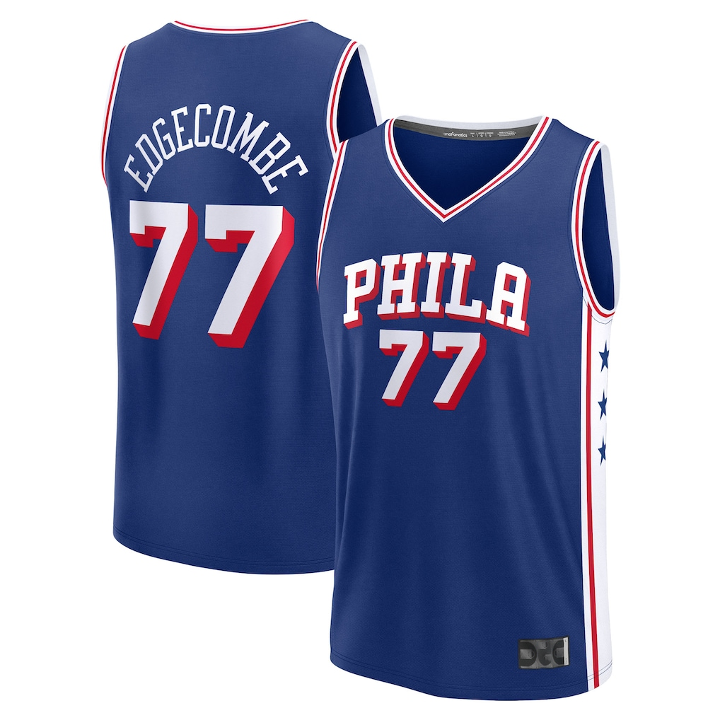 Pkot P.76ers #77 V. J. Edgecombe Royal 2025  Draft First Round Pick Fast Break Replica Jerseys - Icon Edition