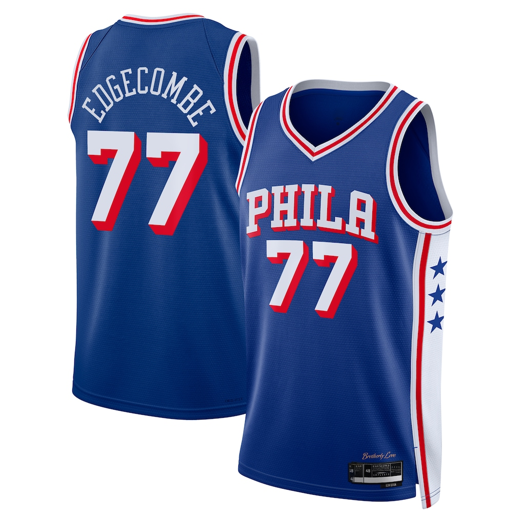 Pkot P.76ers #77 V. J. Edgecombe Royal 2025  Draft First Round Pick Swingman Jerseys - Icon Edition