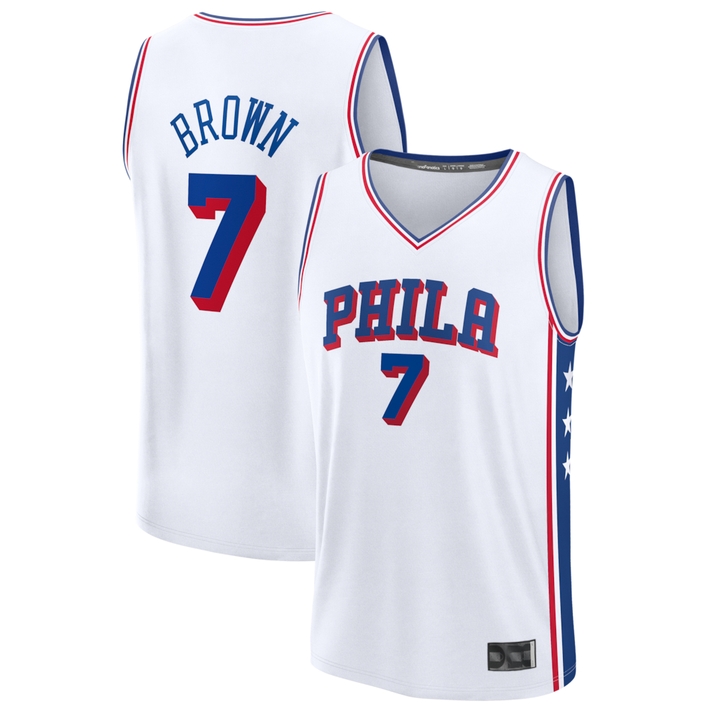 Pkot P.76ers #7 Jaylen Brown White Fast Break Jerseys - Association Edition
