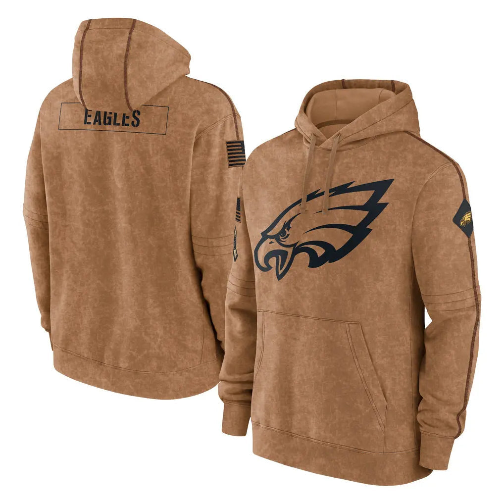 PkotP.Eagles Brown Salute to Service Pullover Hoodies Limited Game Blank Player Stitched Jerseys