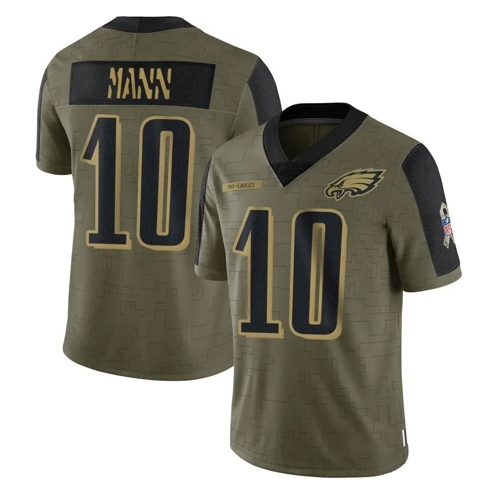Pkot P.Eagles #10 Braden Mann Player Olive Salute To Service Limited Game Stitched Jerseys