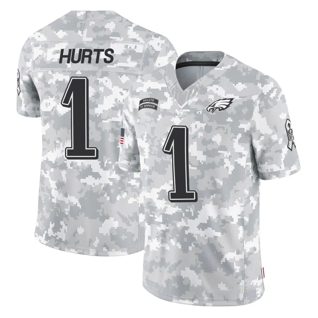 Pkot P.Eagles #1 Jalen Hurts Player Arctic Camo Salute to Service Limited Game Stitched Jerseys