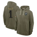 Pkot P.Eagles #1 Jalen Hurts Player Olive Salute to Service Pullover Hoodies Limited Stitched Jerseys