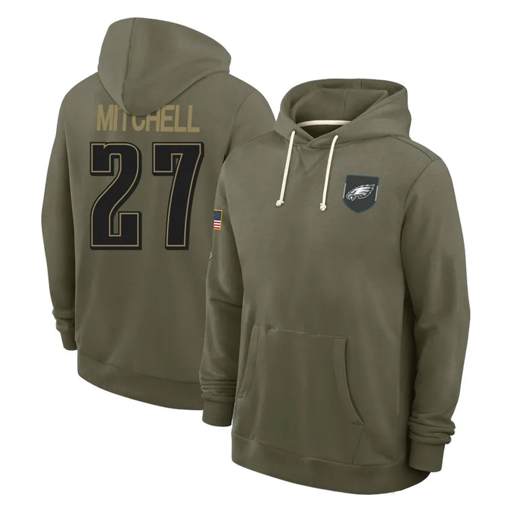 Pkot P.Eagles #27 Quinyon Mitchell Player Olive Salute to Service Pullover Hoodies Limited Stitched Jerseys