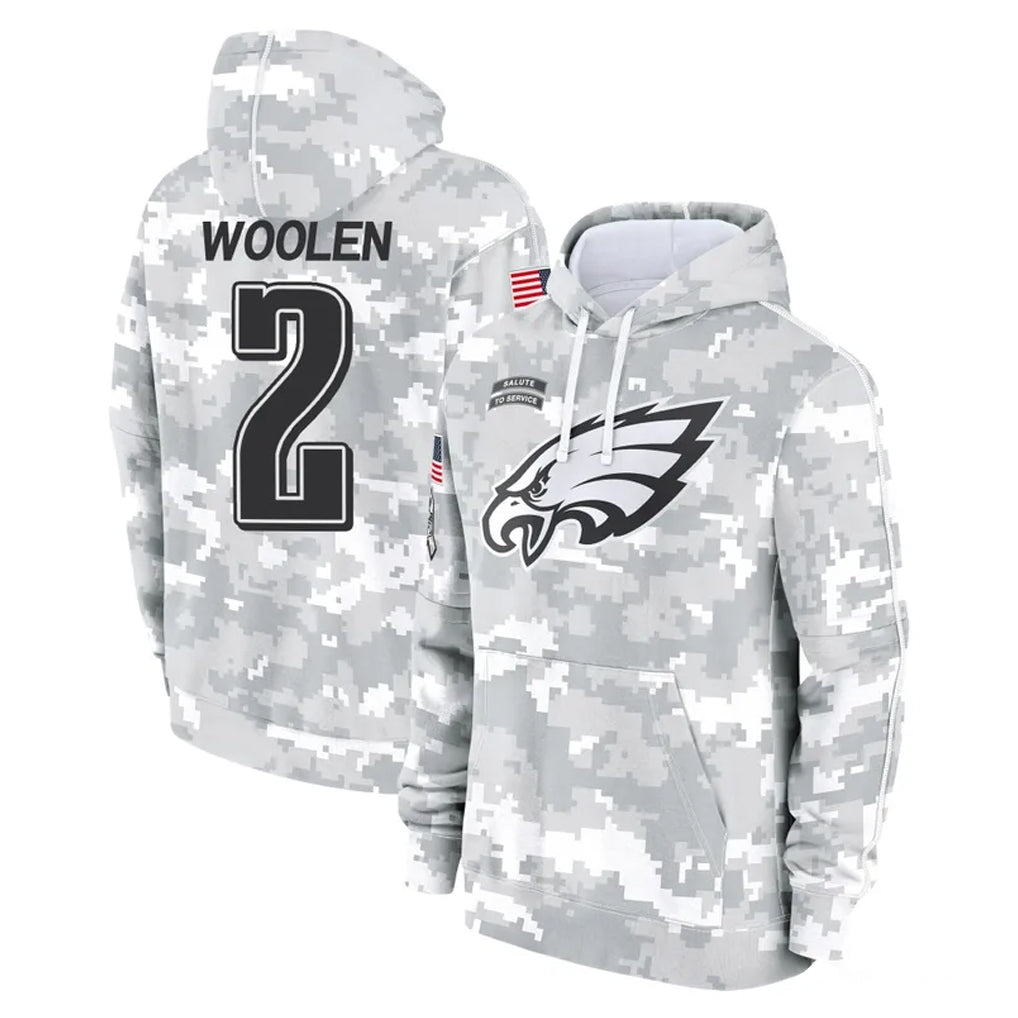Pkot P.Eagles #2 Riq Woolen Player Arctic Camo Salute to Service Pullover Hoodies Limited Game Stitched Jerseys
