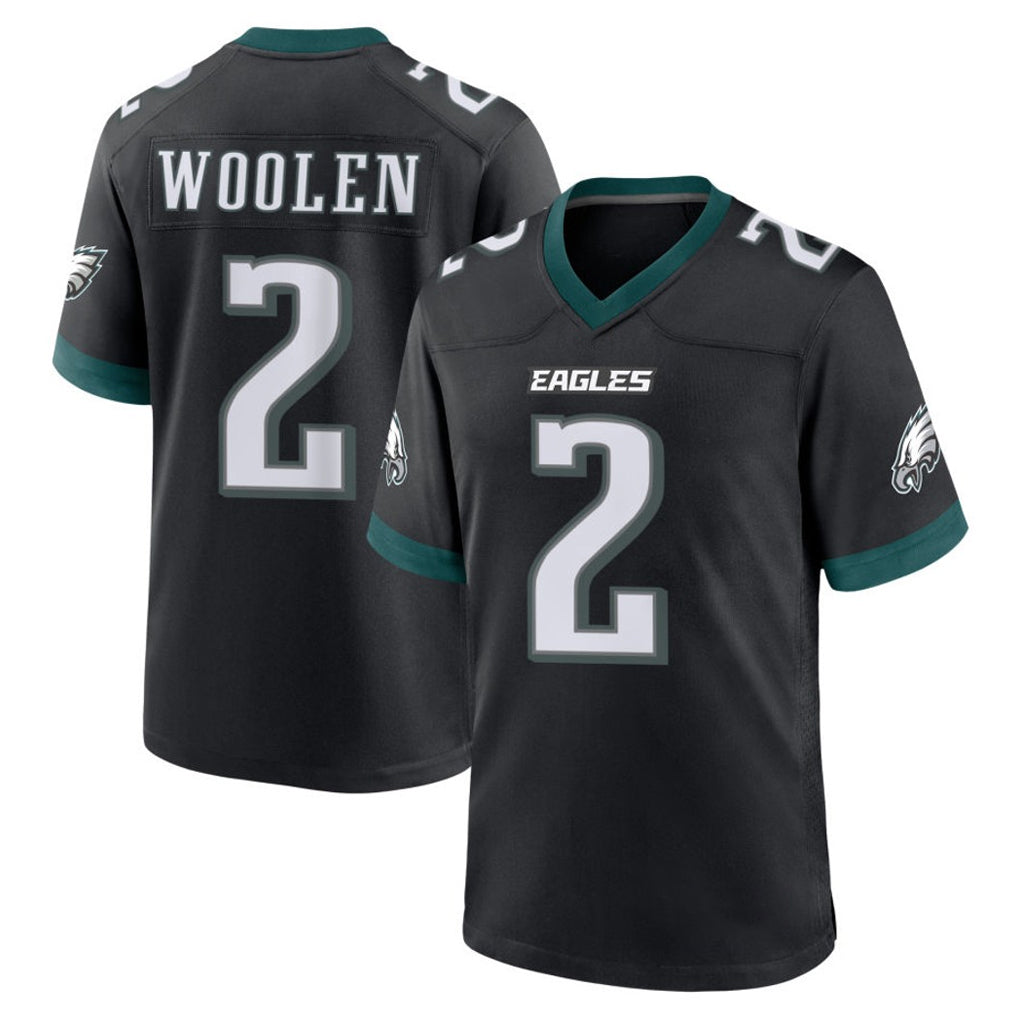 Pkot P.Eagles #2 Riq Woolen Player Black Game Home Stitched Jerseys