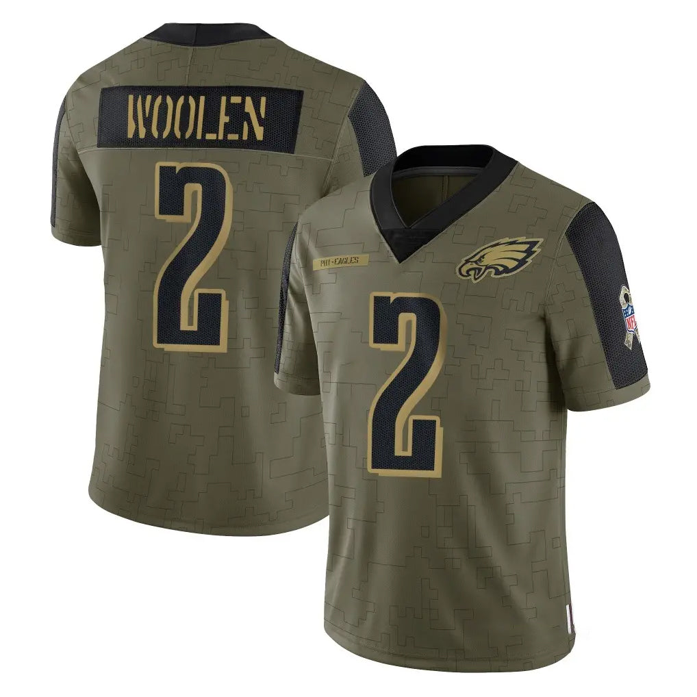 Pkot P.Eagles #2 Riq Woolen Player Olive Salute To Service Limited Game Stitched Jerseys