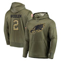 Pkot P.Eagles #2 Riq Woolen Player Olive Salute to Service Pullover Hoodies Home Game Stitched Jerseys