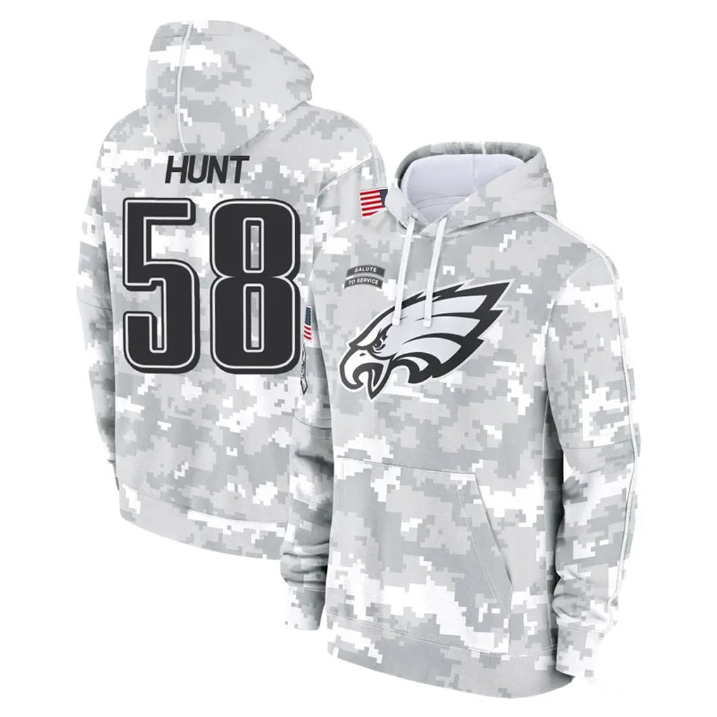 Pkot P.Eagles #58 Jalyx Hunt Player Arctic Camo Salute to Service Pullover Hoodies Limited Game Stitched Jerseys