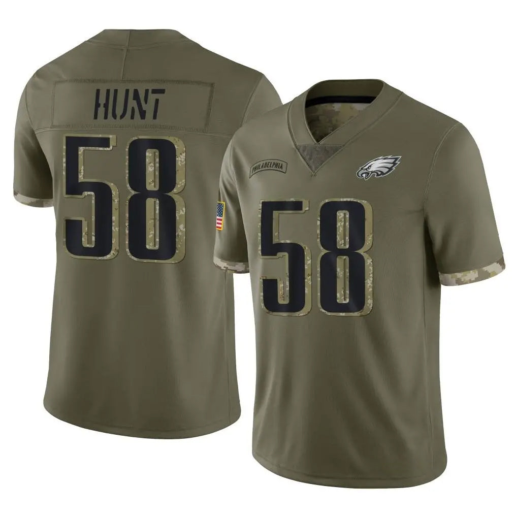 Pkot P.Eagles #58 Jalyx Hunt Player Olive Salute To Service Limited Stitched Jerseys