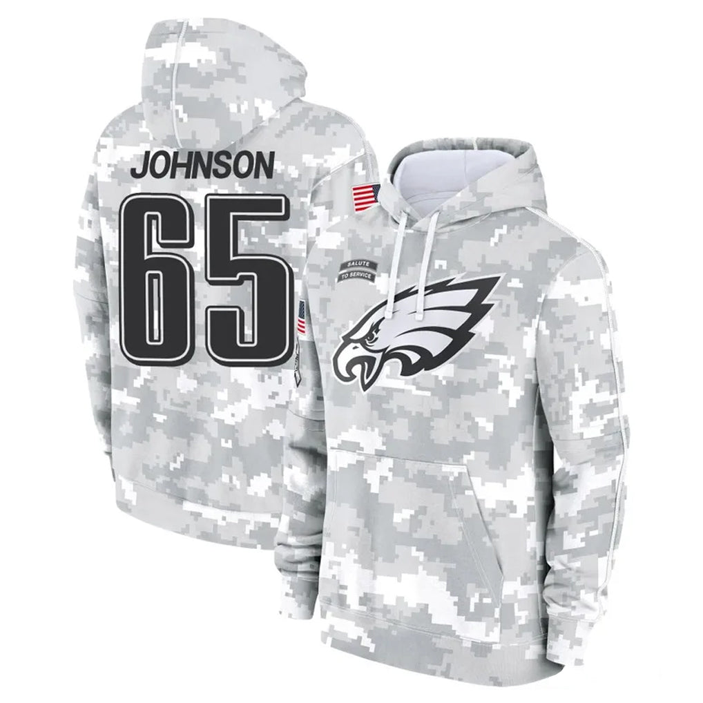Pkot P.Eagles #65 Lane Johnson Player Arctic Camo Salute to Service Pullover Hoodies Limited Game Stitched Jerseys