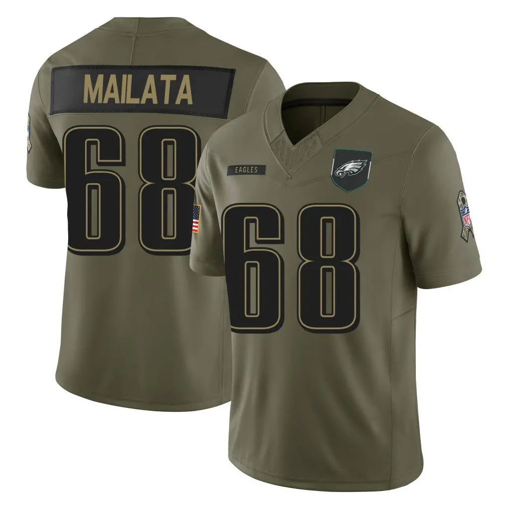 Pkot P.Eagles #68 Jordan Mailata Player Olive 2025 Salute To Service Limited Stitched Jerseys