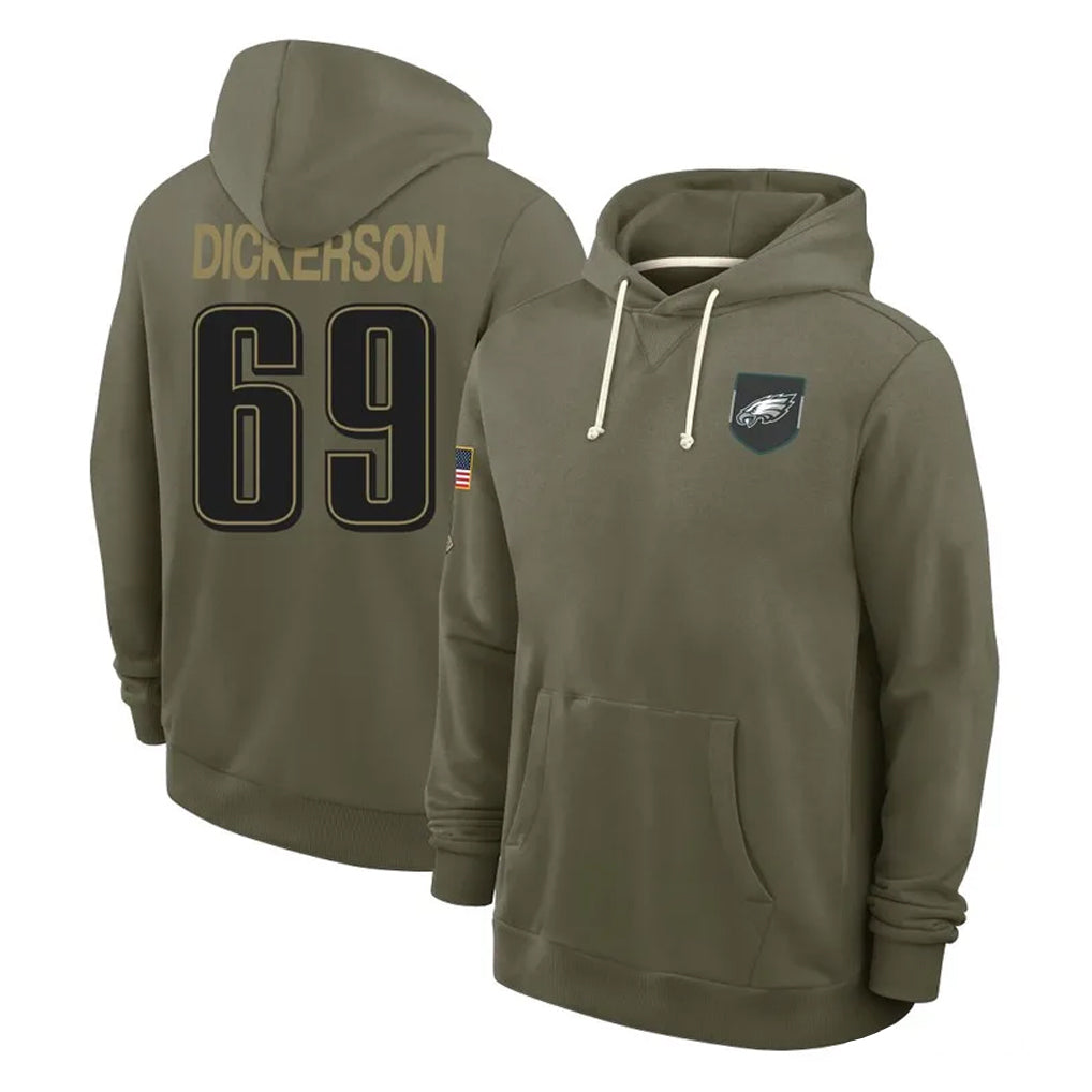 Pkot P.Eagles #69 Landon Dickerson Player Olive Salute to Service Pullover Hoodies Limited Stitched Jerseys