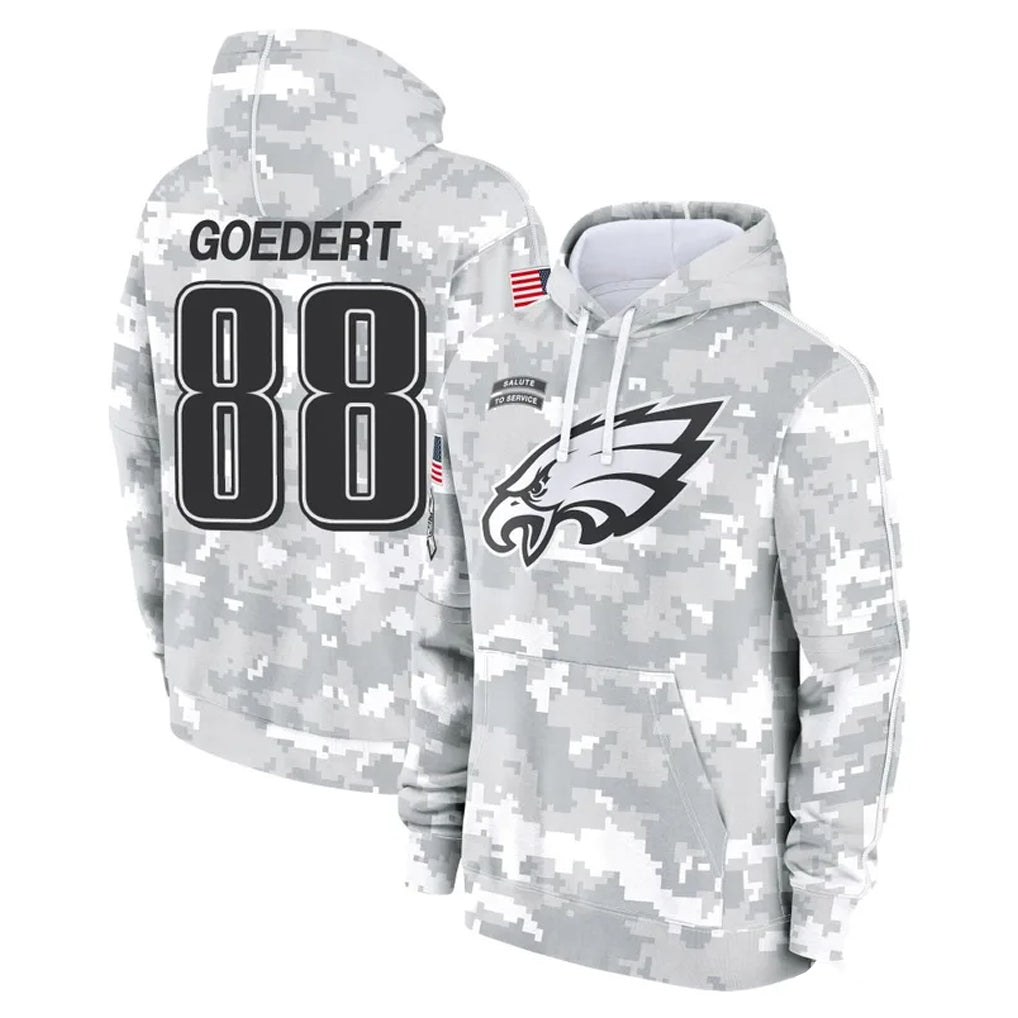 Pkot P.Eagles #88 Dallas Goedert Player Arctic Camo Salute to Service Pullover Hoodies Limited Game Stitched Jerseys