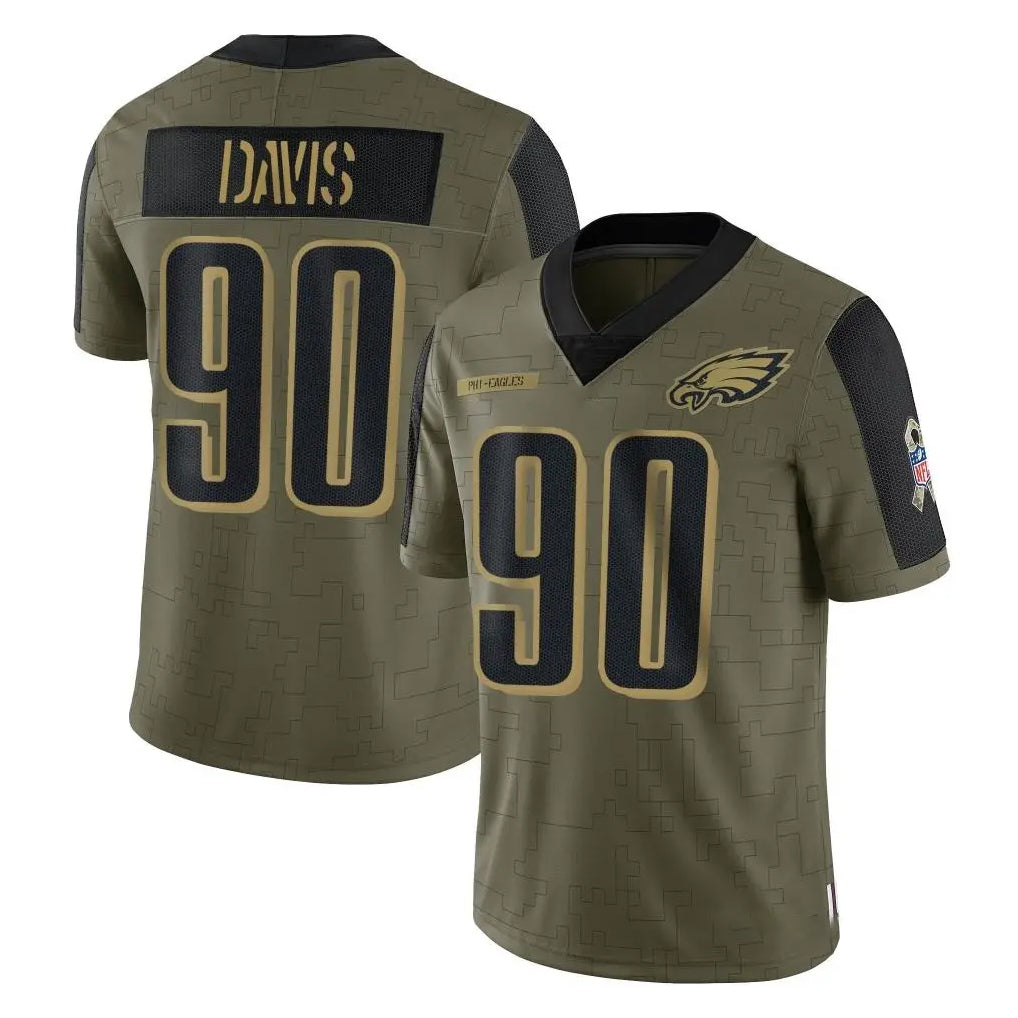 Pkot P.Eagles #90 Jordan Davis Player Olive Salute To Service Limited Game Stitched Jerseys