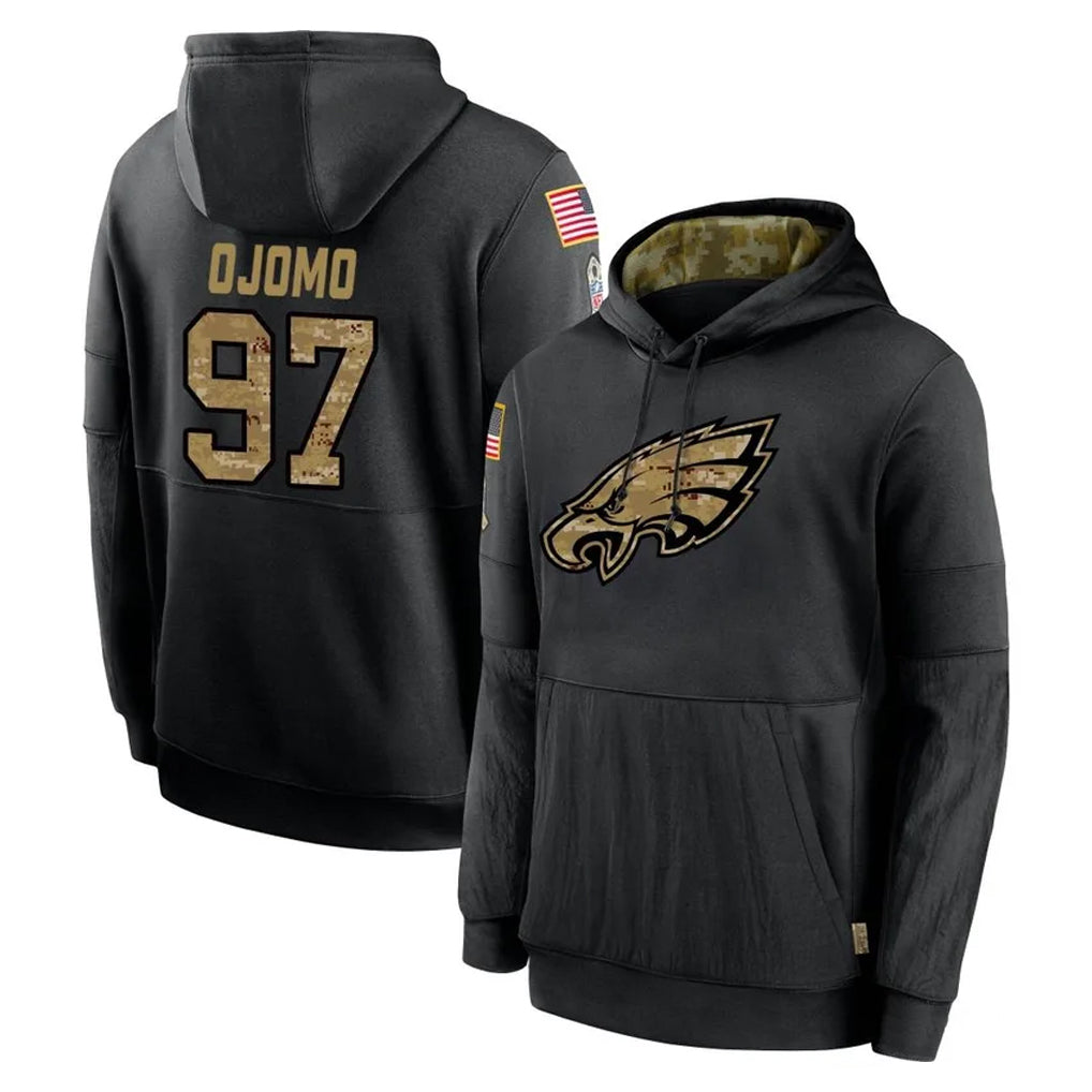 Pkot P.Eagles #97 Moro Ojomo Player Black Salute to Service Hoodies Limited Game Stitched Jerseys