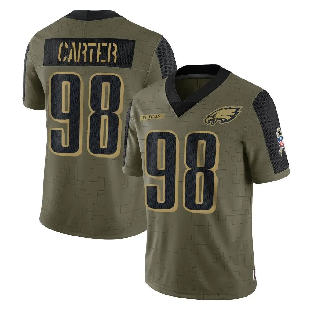 Pkot P.Eagles #98 Jalen Carter Player Olive Salute To Service Limited Game Stitched Jerseys