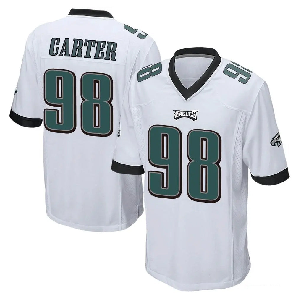 Pkot P.Eagles #98 Jalen Carter Player White Home Game Stitched Jerseys