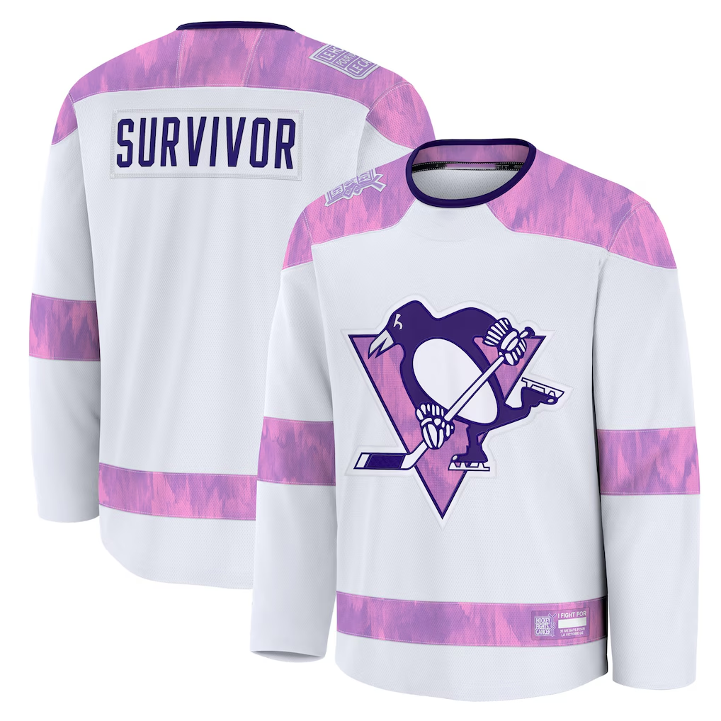 Pkot P.Penguins White Hockey Fights Cancer Survivor Practice Jerseys