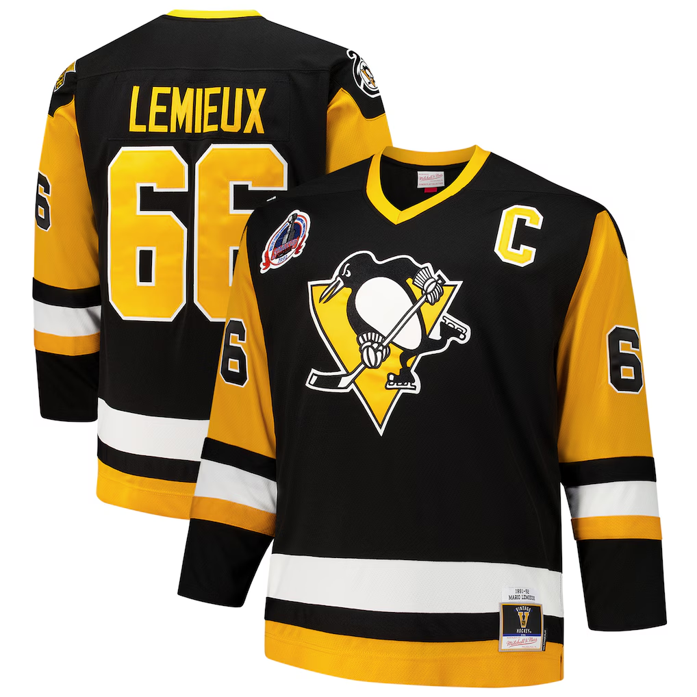Pkot P.Penguins #66 Mario Lemieux Mitchell & Ness Black Big & Tall 1991-92 Blue Line 2.0 Jerseys