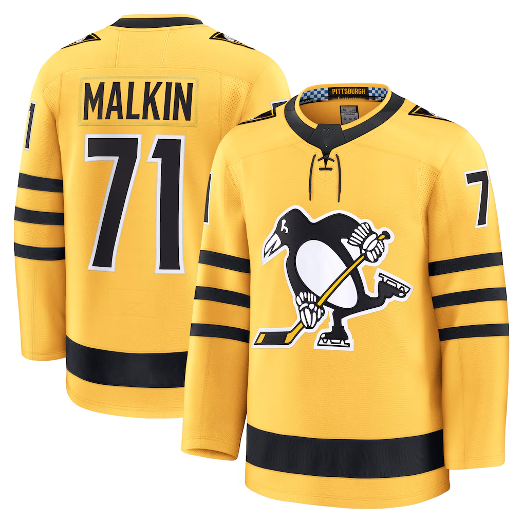 Pkot P.Penguins #71 Evgeni Malkin Gold Alternate Premium Player Jerseys