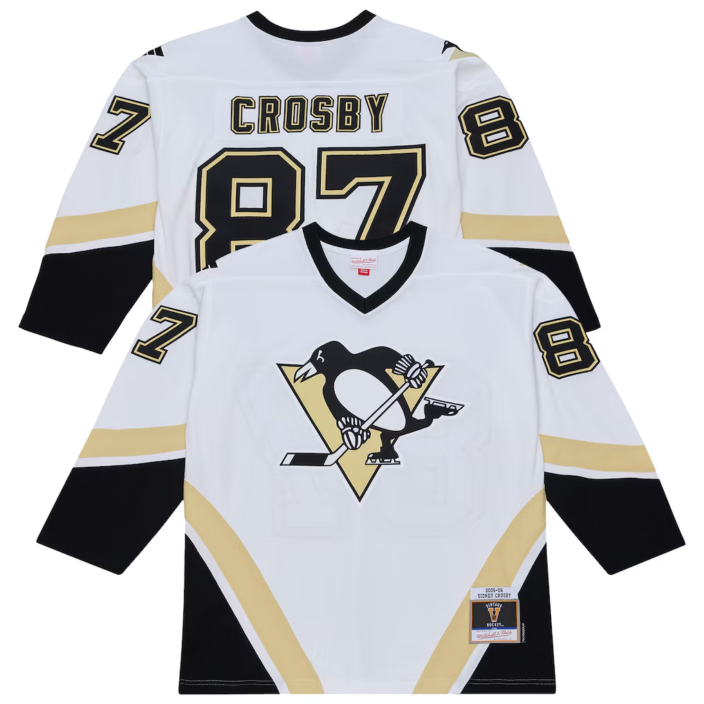 Pkot P.Penguins #87 Sidney Crosby Mitchell & Ness White 2005 Power Play Jerseys