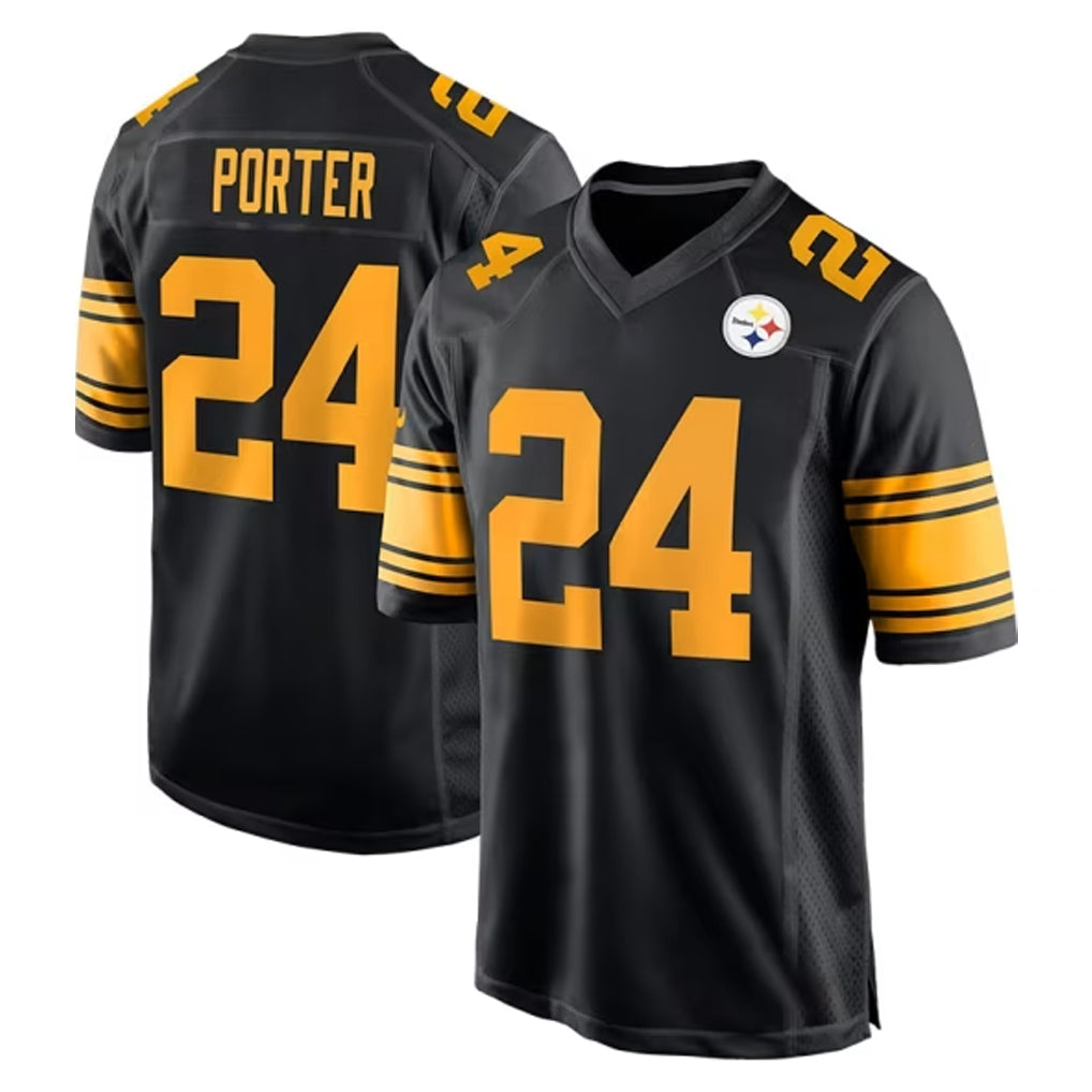 Pkot P.Steelers #24 Joey Porter Jr. Player Black Color Rush Home Game Stitched Jerseys