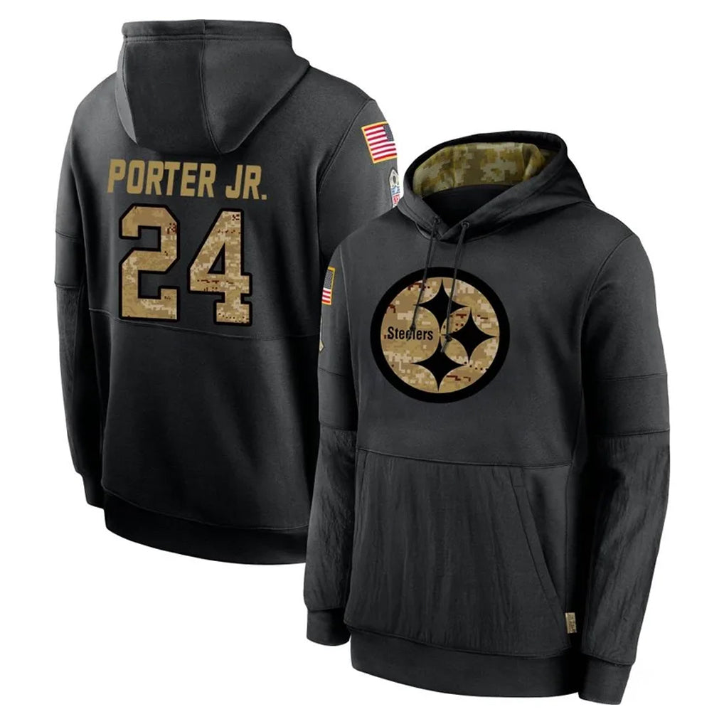 Pkot P.Steelers #24 Joey Porter Jr. Player Black Salute to Service Hoodies Limited Game Stitched Jerseys