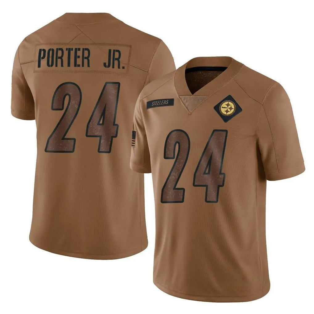 Pkot P.Steelers #24 Joey Porter Jr. Player Brown Limited Salute To Service Home Game Stitched Jerseys