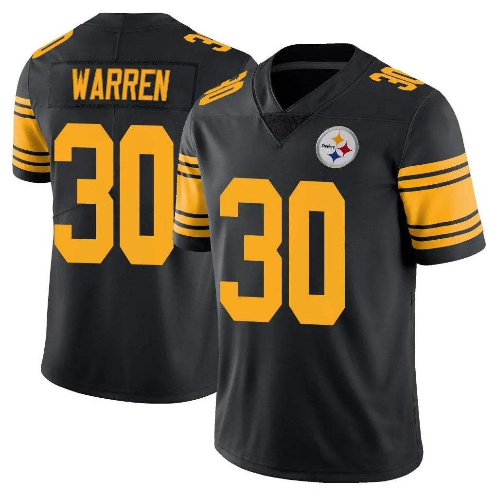 Pkot P.Steelers #30 Jaylen Warren Player Black Limited Color Rush Home Game Stitched Jerseys