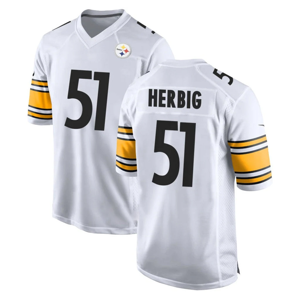 Pkot P.Steelers #51 Nick Herbig Player White Home Game Stitched Jerseys