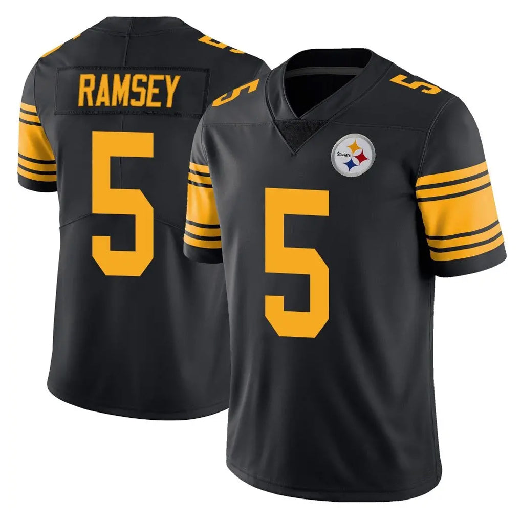 Pkot P.Steelers #5 Jalen Ramsey Player Black Limited Color Rush Home Game Stitched Jerseys