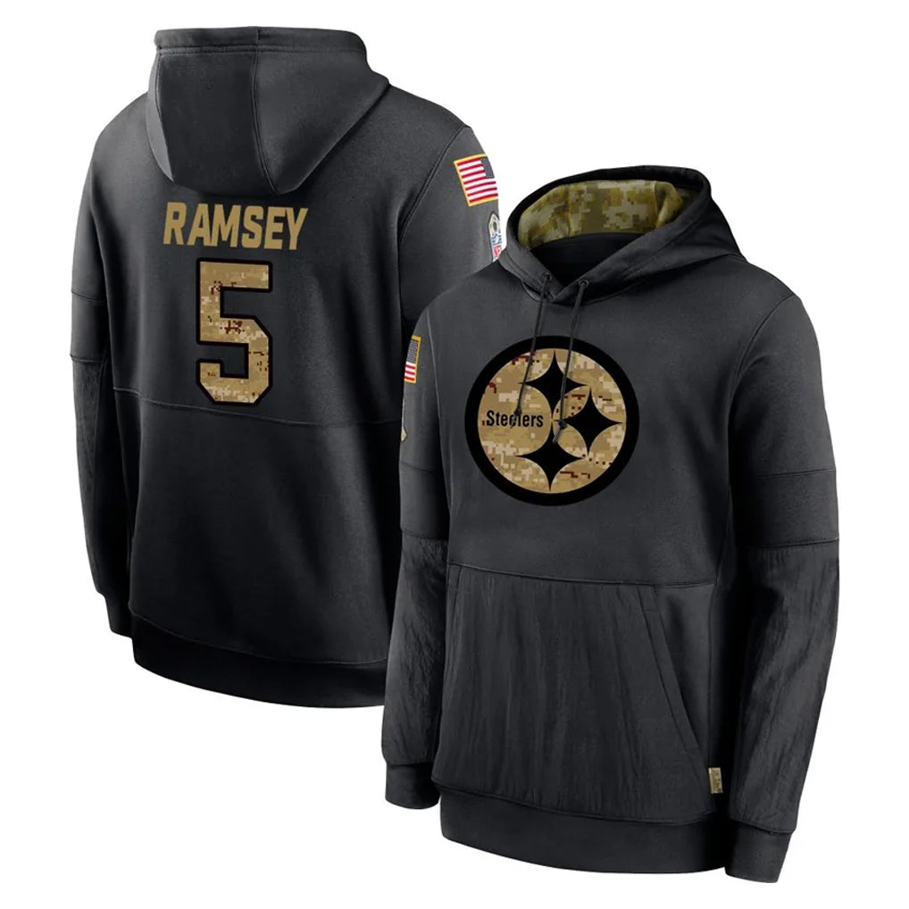 Pkot P.Steelers #5 Jalen Ramsey Player Black Salute to Service Hoodies Limited Game Stitched Jerseys