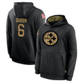Pkot P.Steelers #6 Patrick Queen Player Black Salute to Service Hoodies Limited Game Stitched Jerseys