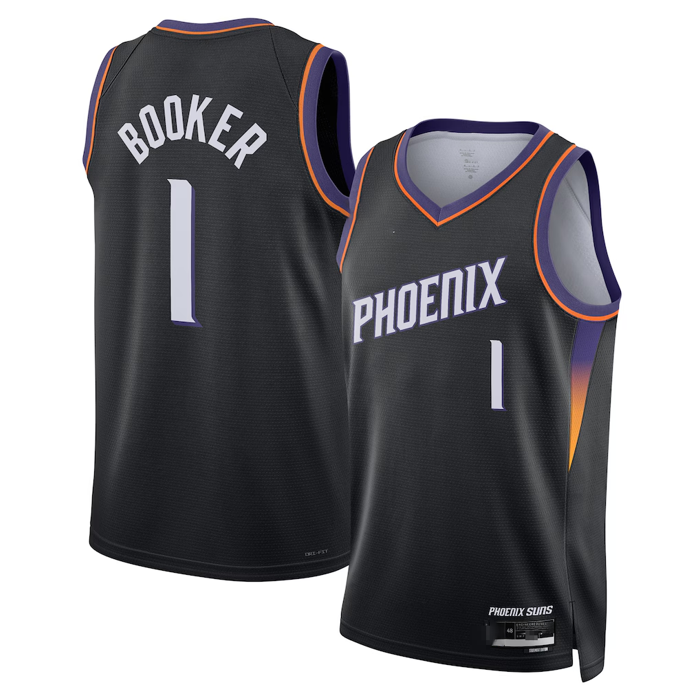 Pkot P.Suns #1 Devin Booker Black Swingman Stitched Jerseys- Statement Edition