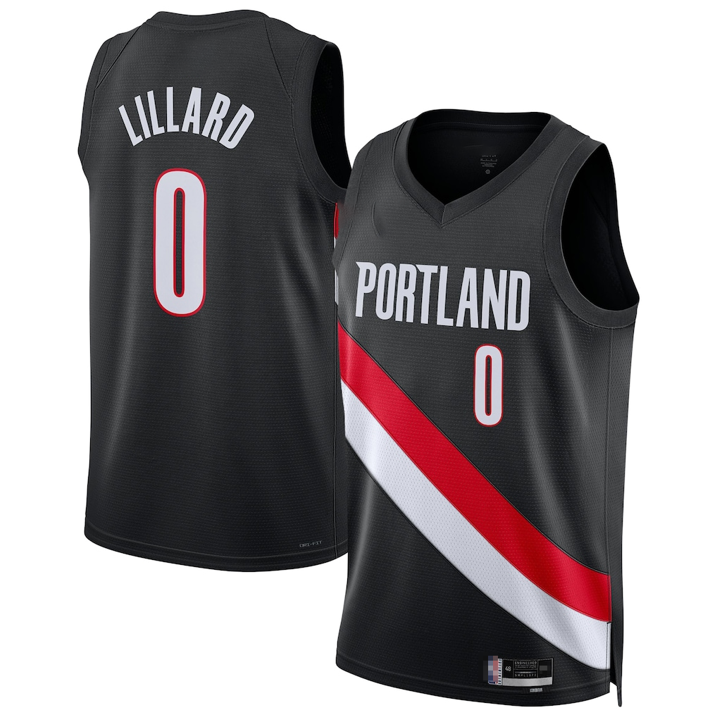 Pkot PT.Blazers #0 Damian Lillard Black Swingman Player Stitched Jerseys - Icon Edition