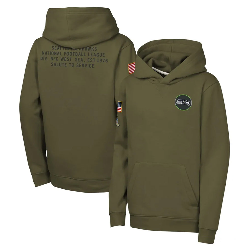 Pkot S.Seahawks Olive Salute to Service Pullover Hoodies Limited Blank Player Stitched Jerseys
