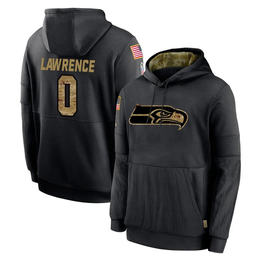 Pkot S.Seahawks #0 DeMarcus Lawrence Player Black Salute to Service Hoodies Limited Game Stitched Jerseys