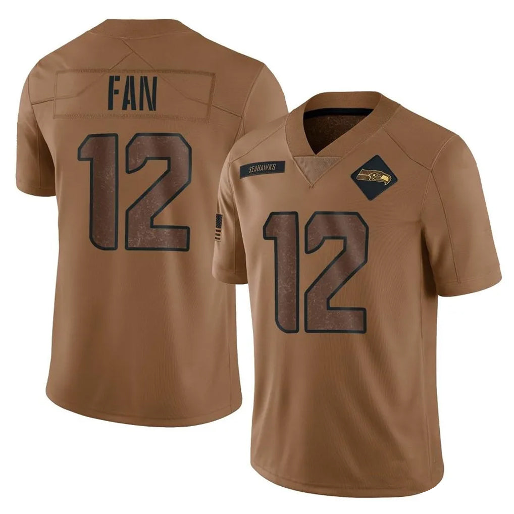 Pkot S.Seahawks #12 12th Fan Player Brown Limited Salute To Service Home Game Stitched Jerseys