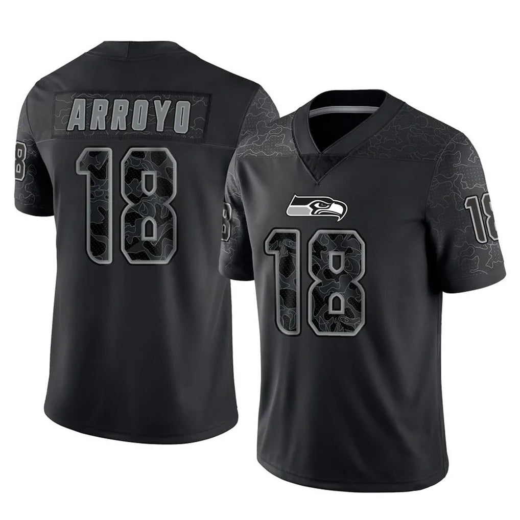 Pkot S.Seahawks #18 Elijah Arroyo Player Black Limited Reflective Home Game Stitched Jerseys