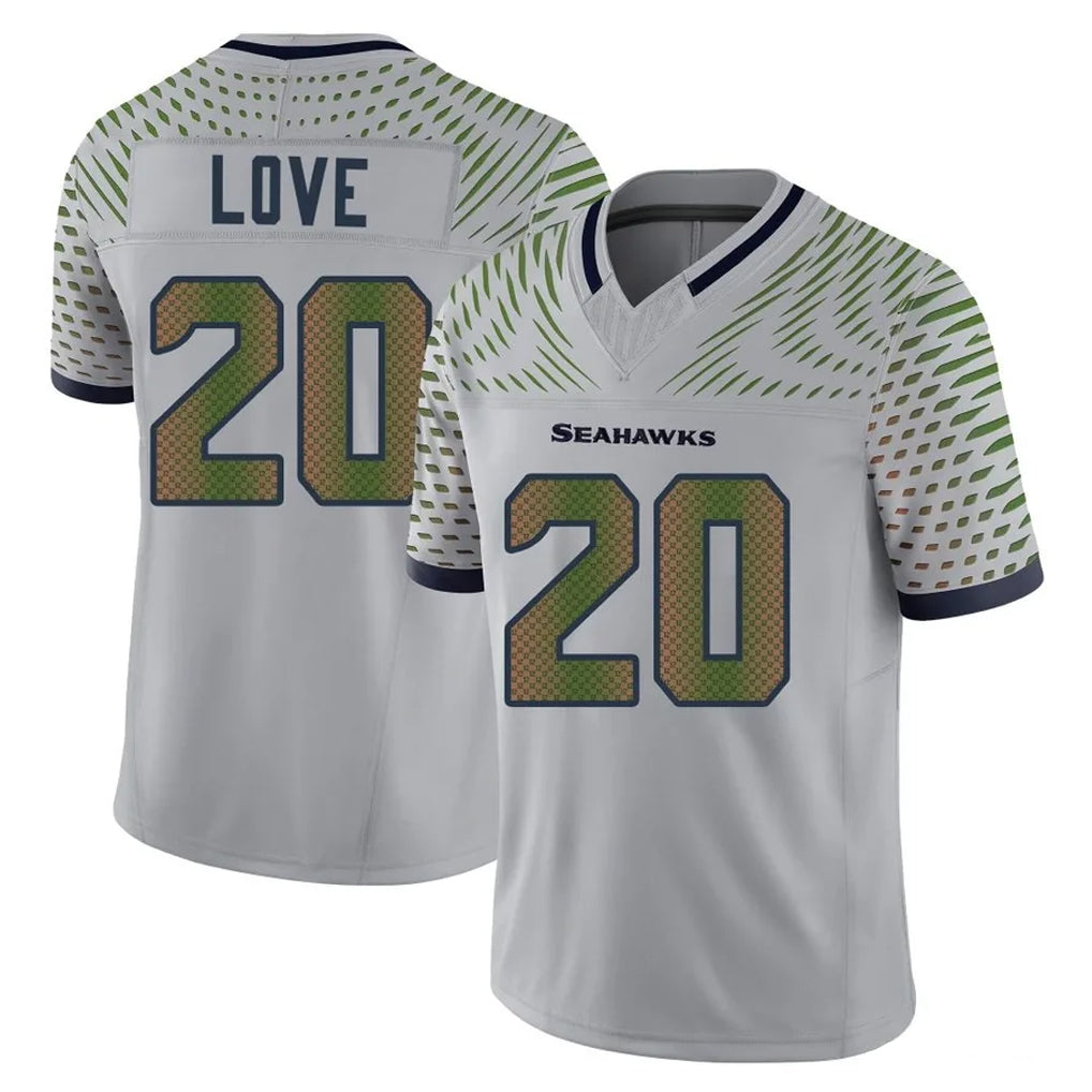 Pkot S.Seahawks #20 Julian Love Player Grey Limited 2025 Rivalries Collection Home Game Stitched Jerseys