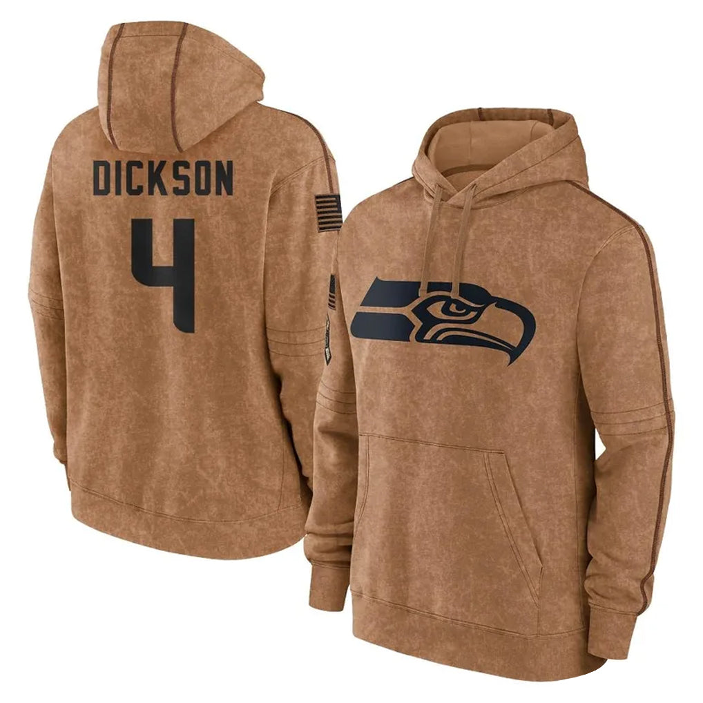 Pkot S.Seahawks #4 Michael Dickson Player Brown Limited Salute to Service Pullover Hoodies Game Stitched Jerseys