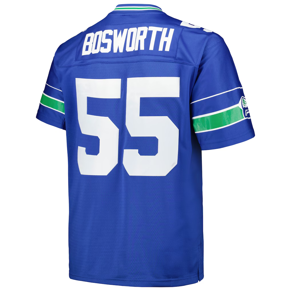 Pkot S.Seahawks #55 Brian Bosworth Mitchell & Ness Royal Big & Tall 1987 Legacy Retired Player Puhic Stitched Jerseys
