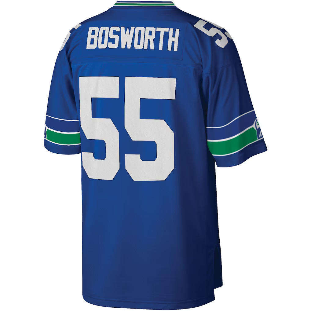 Pkot S.Seahawks #55 Brian Bosworth Mitchell & Ness Royal Legacy Replica Stitched Jerseys